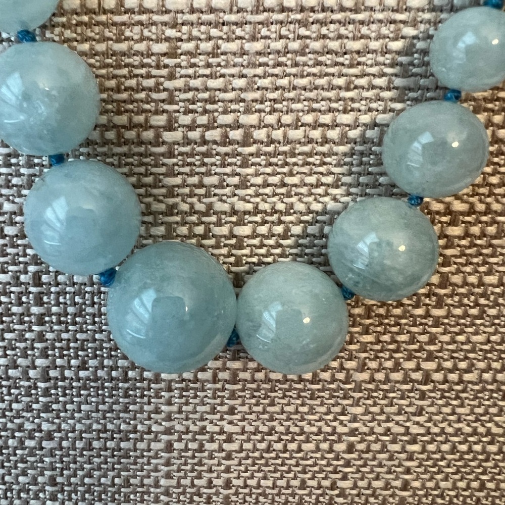 Aquamarine Beaded Necklace with 14k spring ring clasp